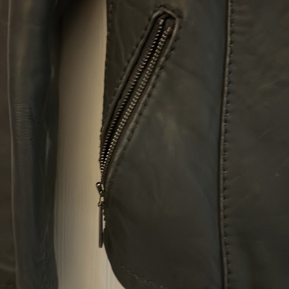 Michael kors grey leather moto jacket dark grey size large - Picture 6 of 10